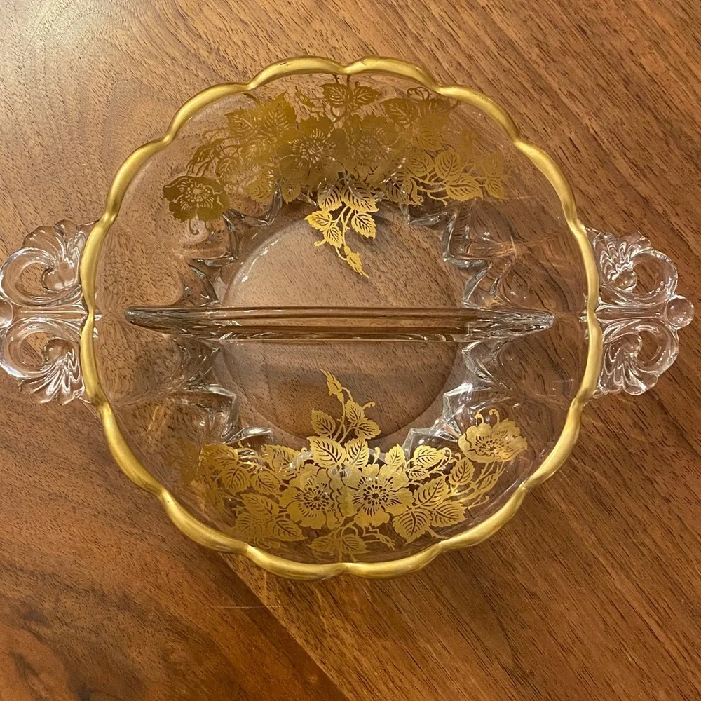 MCM vintage Viking New Martinsville Janice pattern divided relish dish